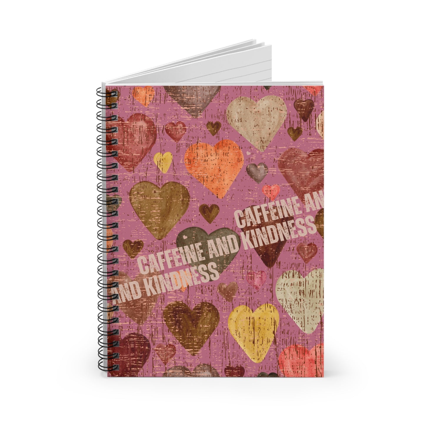 Caffeine & Kindness Harmony: Heartfelt Spiral Notebook for Uplifting Thoughts and Java-Inspired Reflections - Eddy and Rita