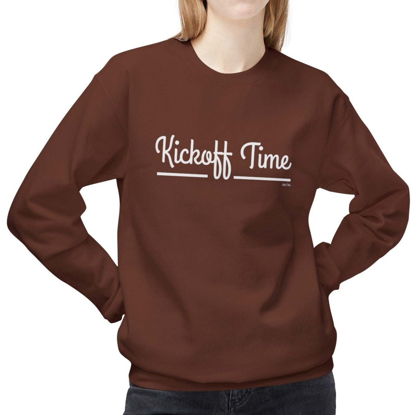 Eddy and Rita Women's Midweight Crewneck Sweatshirt - "Kickoff Time" Football Graphic Pullover