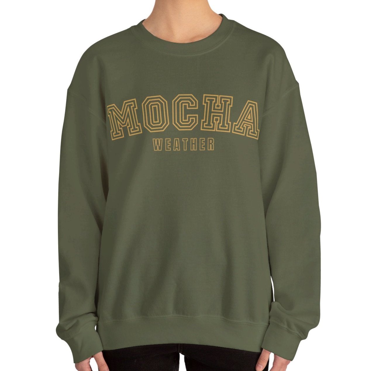 Women's Heavy Blend Sweatshirt – "Mocha Weather" Cozy Graphic Sweatshirt