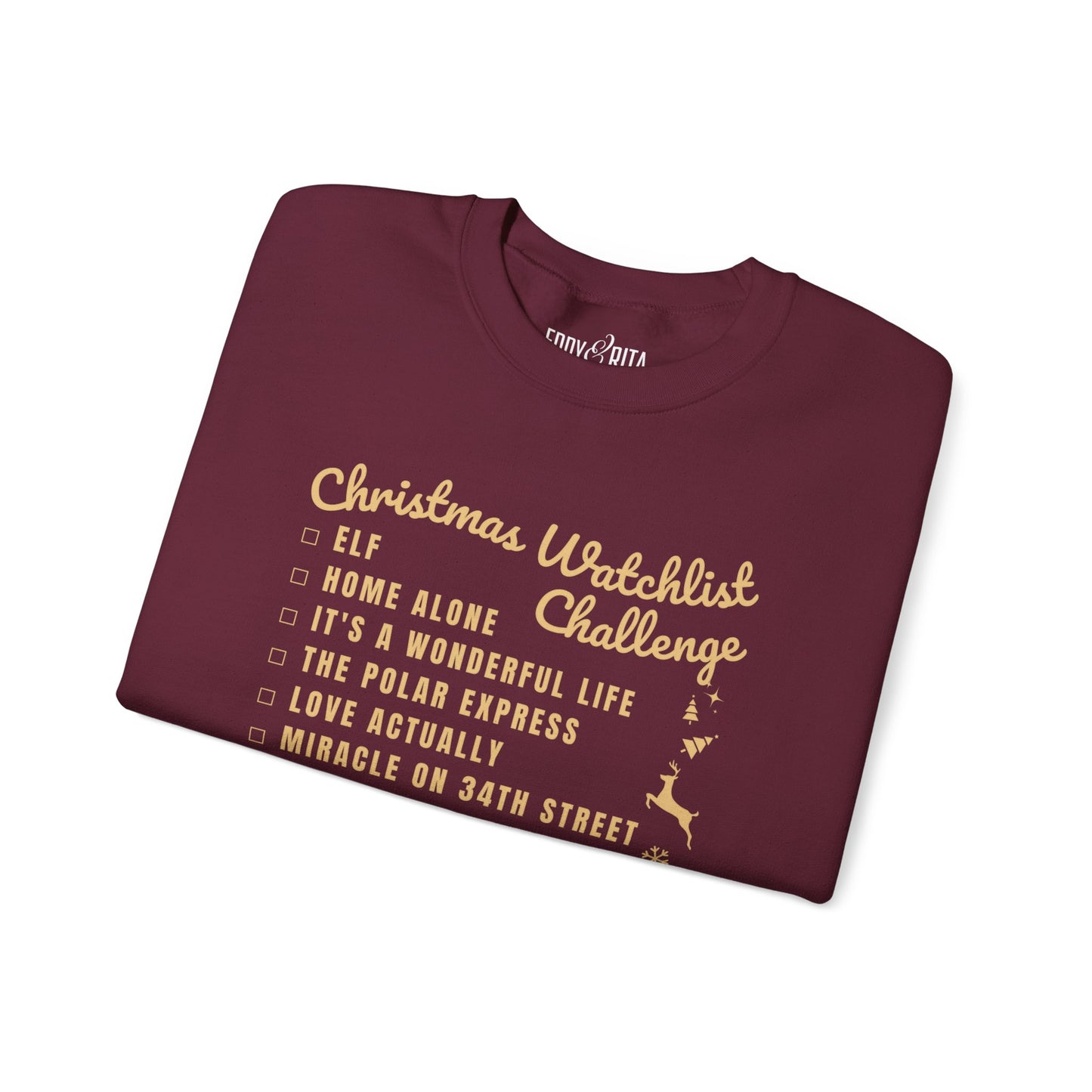 Women’s Heavy Sweatshirt – “Christmas Watchlist Challenge” | Cozy and Festive Holiday Apparel