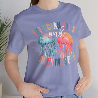 Ocean Calling Jellyfish Women's Bella Canvas Tee - Eddy and Rita