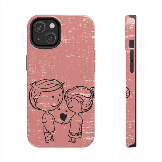 Romantic Couple Holding Hands Line Drawing Cell Phone Case - Rose Colored Love Cover