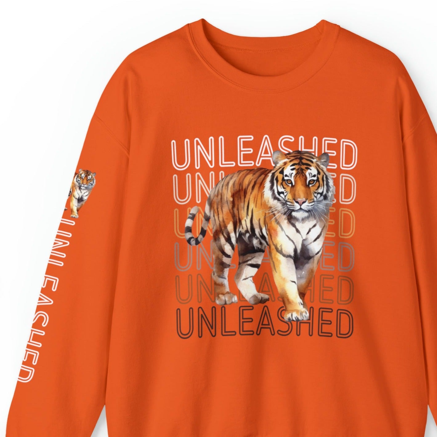 Tiger Unleashed: Women's Sweatshirt with Striking Arm Detail - Eddy and Rita