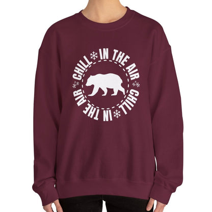 Women's Heavy Sweatshirt – "Chill In The Air Bear" Cozy Winter Graphic Sweatshirt