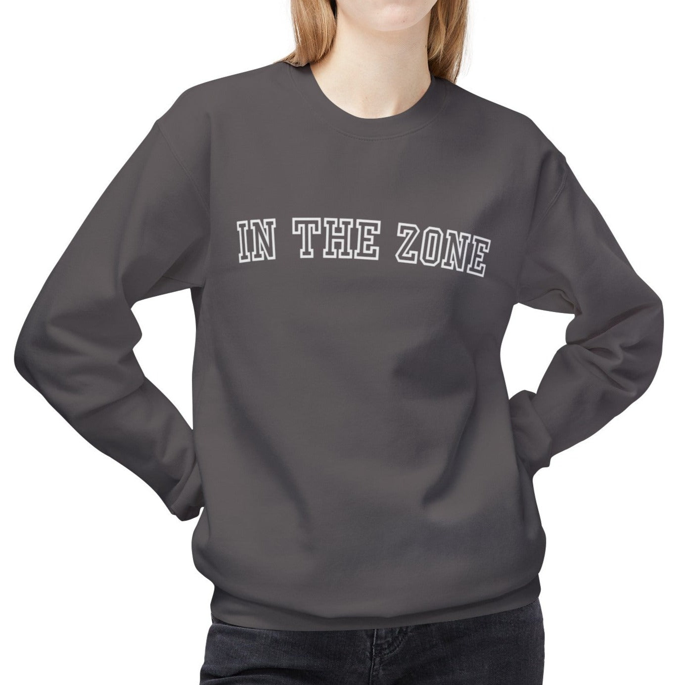 Eddy and Rita Women's Midweight Crewneck Sweatshirt - "In the Zone" Motivational Graphic Pullover