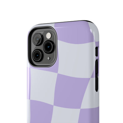 Light Purple Checked Smiley Face Cell Phone Case - Cheerful and Stylish Protective Cover