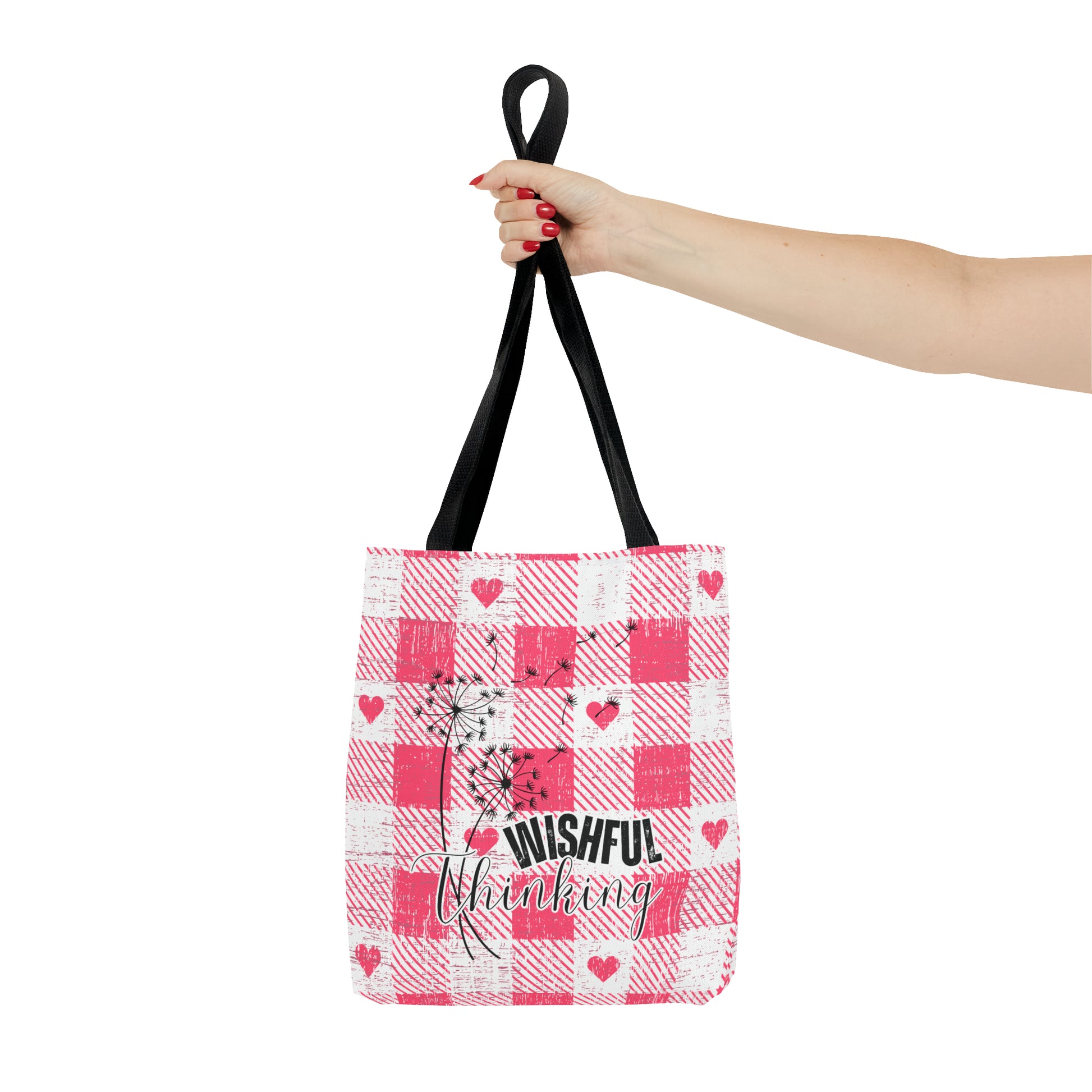 Wishful Thinking Pink Plaid Small Tote Bag: Chic and Compact Carryall in Stylish Design - Eddy and Rita