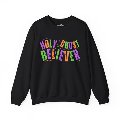 Women's Heavy Sweatshirt - "Holy Ghost Believer" Halloween Colors Graphic Pullover