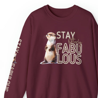 Stay Otterly Fabulous: Women's Sweatshirt with Otter and Arm Detail - Eddy and Rita