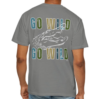 Eddy and Rita Men's Comfort Colors T-Shirt - "Go Wild" Alligator Graphic Tee