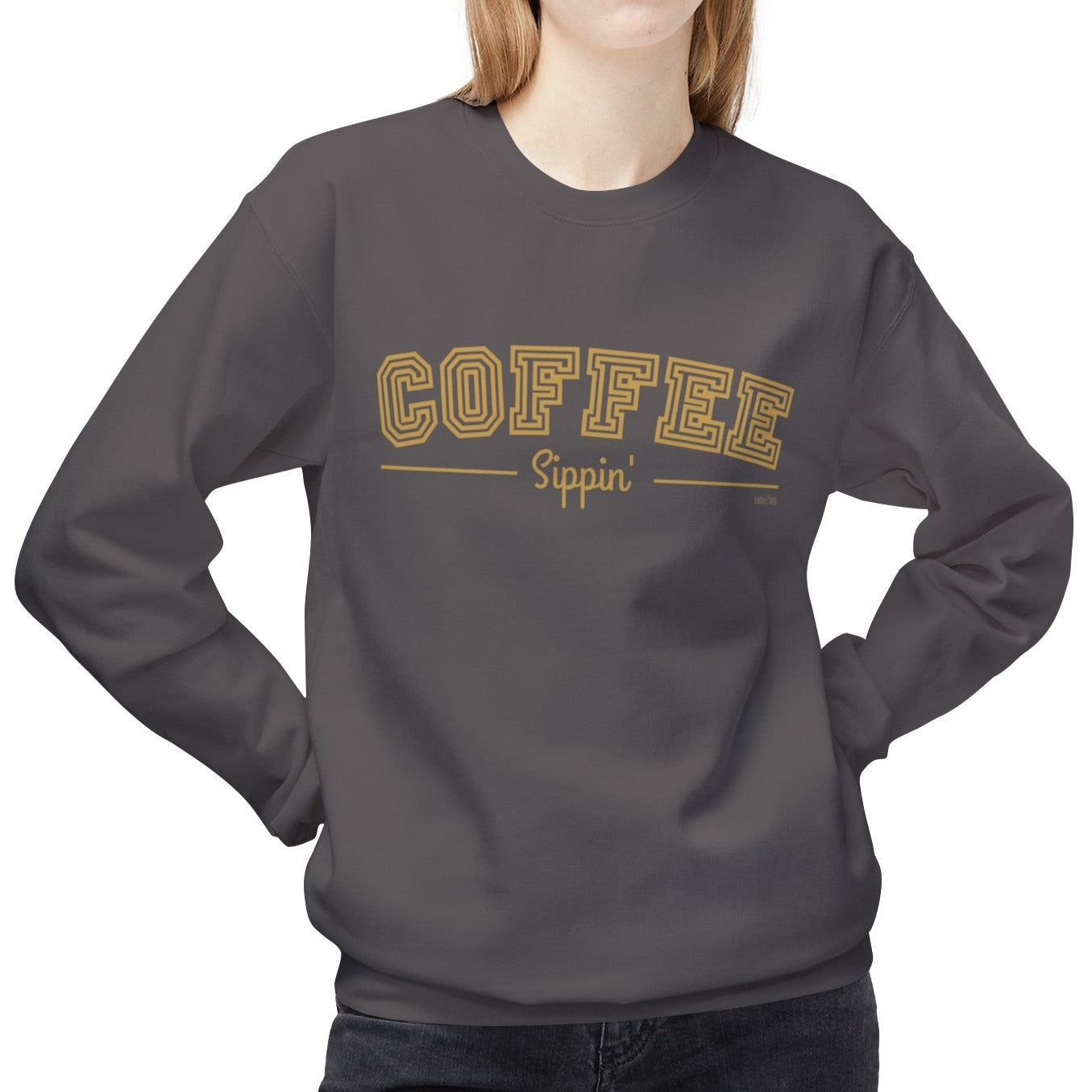 Eddy and Rita Women's Midweight Crewneck Sweatshirt - Coffee Sippin' Cozy Graphic Pullover