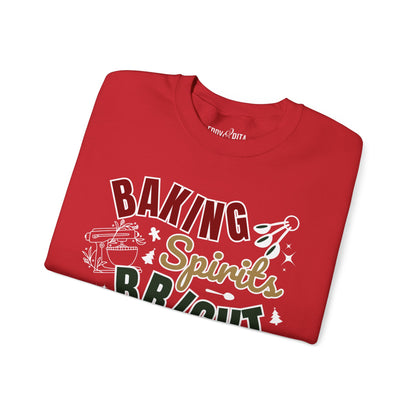 Women's Heavy Sweatshirt – "Baking Spirits Bright" Christmas Baking Graphic Sweatshirt