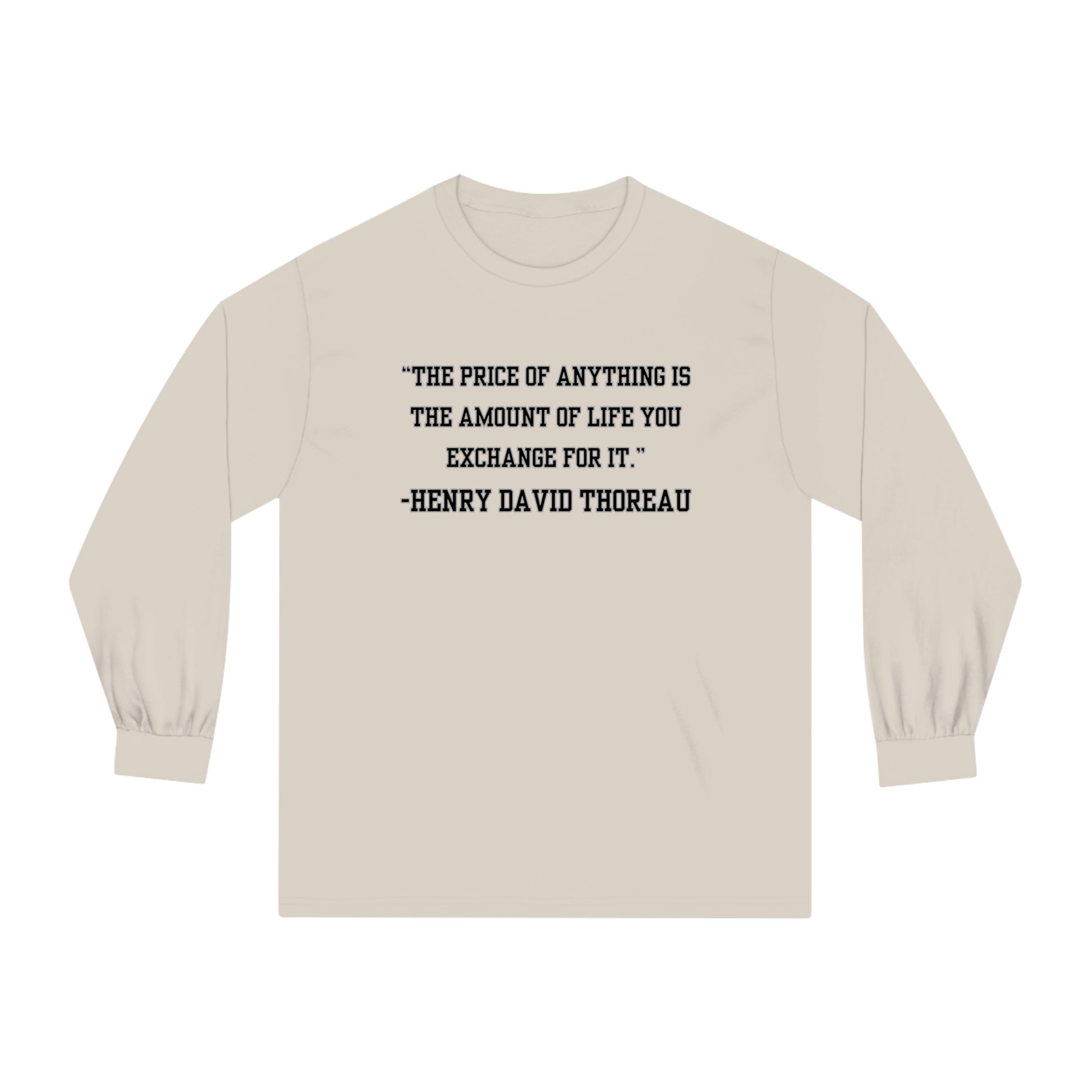 Men's Long Sleeve Tee Inspirational Wisdom by Henry David Thoreau - Eddy and Rita