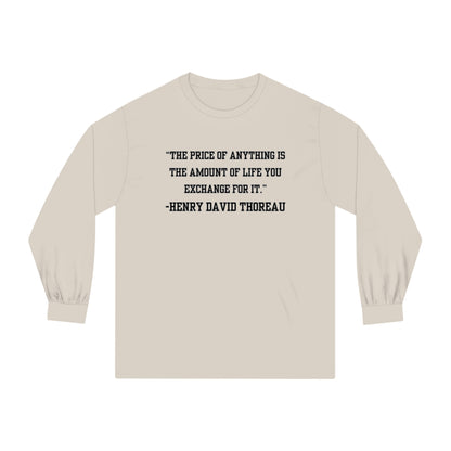 Men's Long Sleeve Tee Inspirational Wisdom by Henry David Thoreau - Eddy and Rita