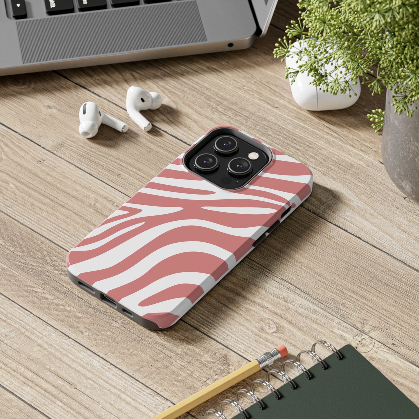 Pink and White Zebra Stripes iPhone Case - Stylish and Protective Cover for Your Device