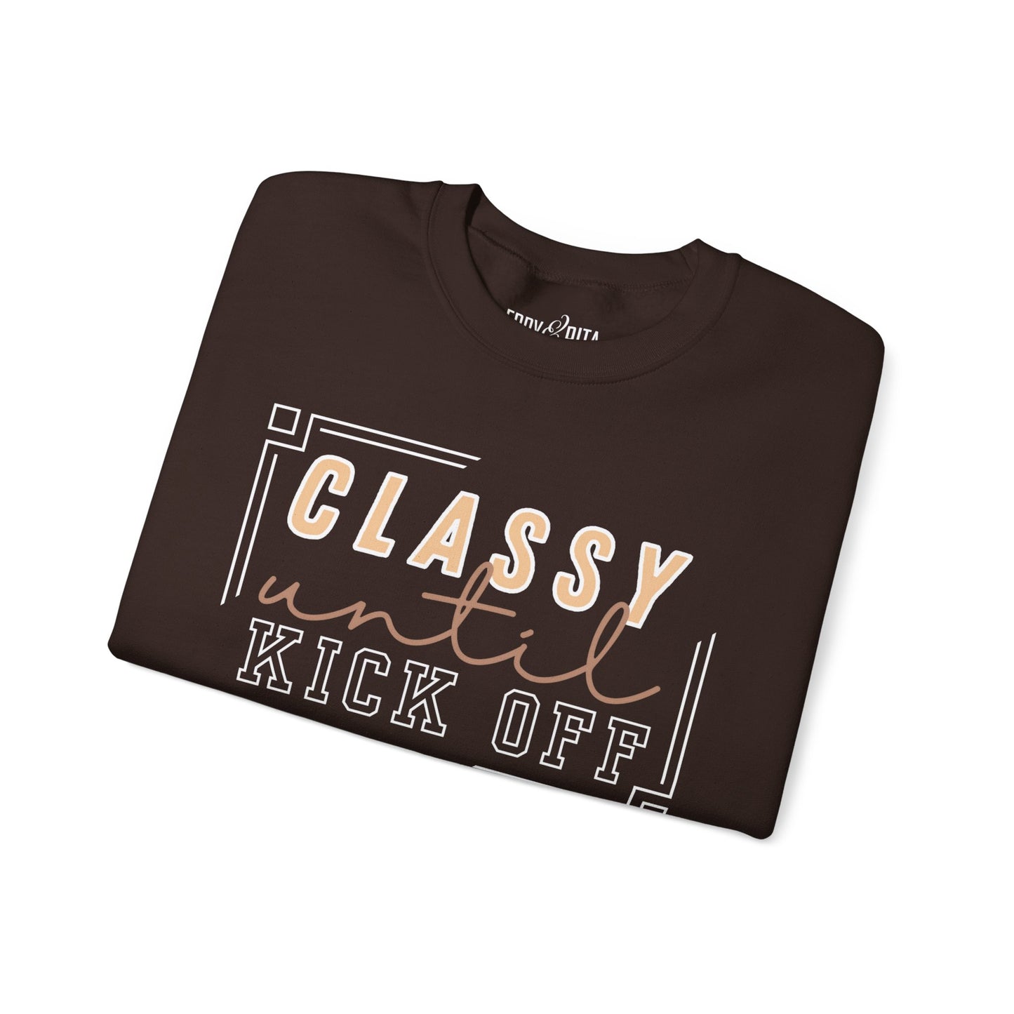 Women’s Heavy Sweatshirt – “Classy Until Kickoff” | Cozy and Stylish Game Day Pullover