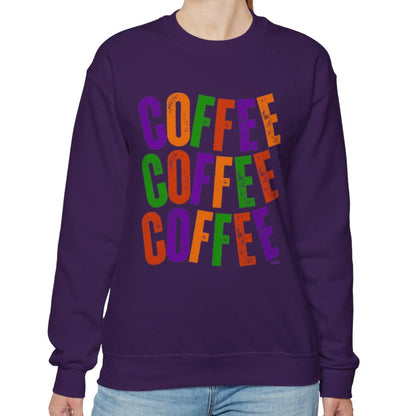 Women's Heavy Sweatshirt - "Coffee Coffee Coffee" Halloween Colors Graphic Pullover