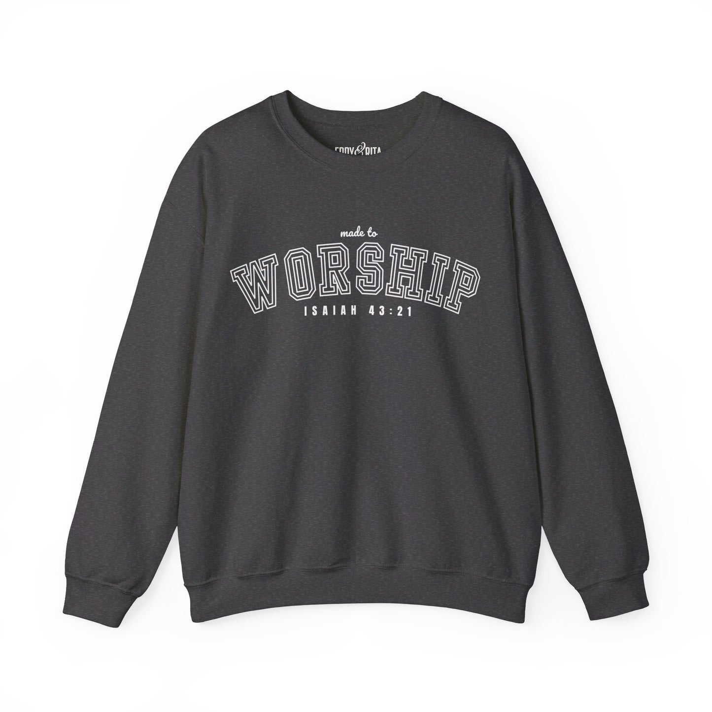 Women's Heavy Blend Sweatshirt – "Made to Worship Isaiah 43:21" Faith-Inspired Graphic Sweatshirt