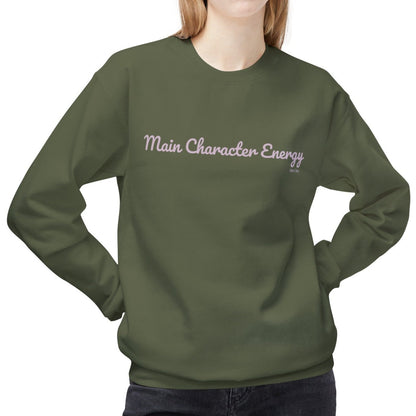 Eddy and Rita Women's Midweight Crewneck Sweatshirt - "Main Character Energy" Inspirational Graphic Pullover