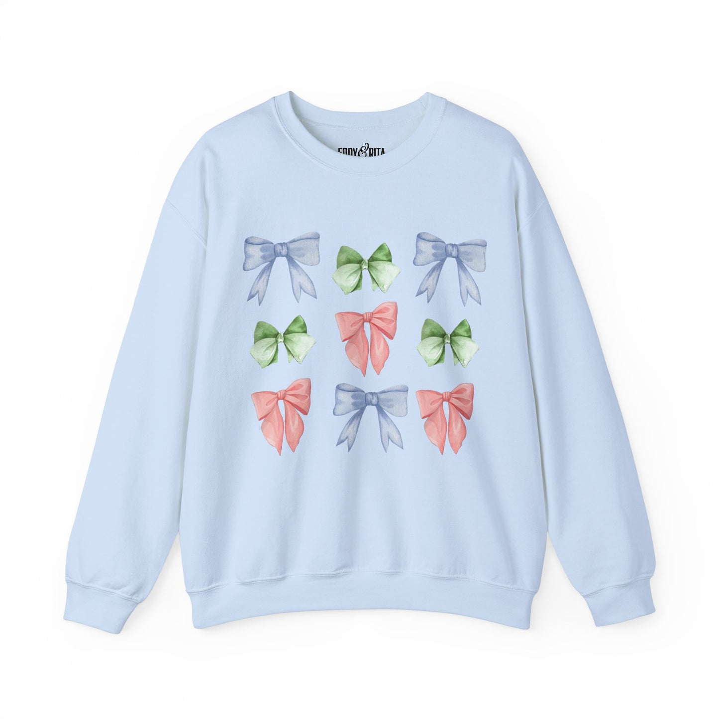 Eddy and Rita Women's Heavy Crewneck Sweatshirt - Pastel Bows Graphic Pullover