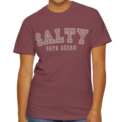 Eddy and Rita Women's Comfort Colors T-Shirt - "Salty Days Ahead" Beach Graphic Tee