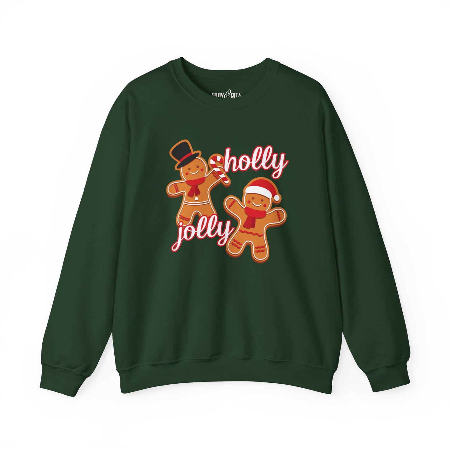 Women’s Heavy Sweatshirt – Holly Jolly Gingerbread Design | Cozy and Festive Holiday Fashion