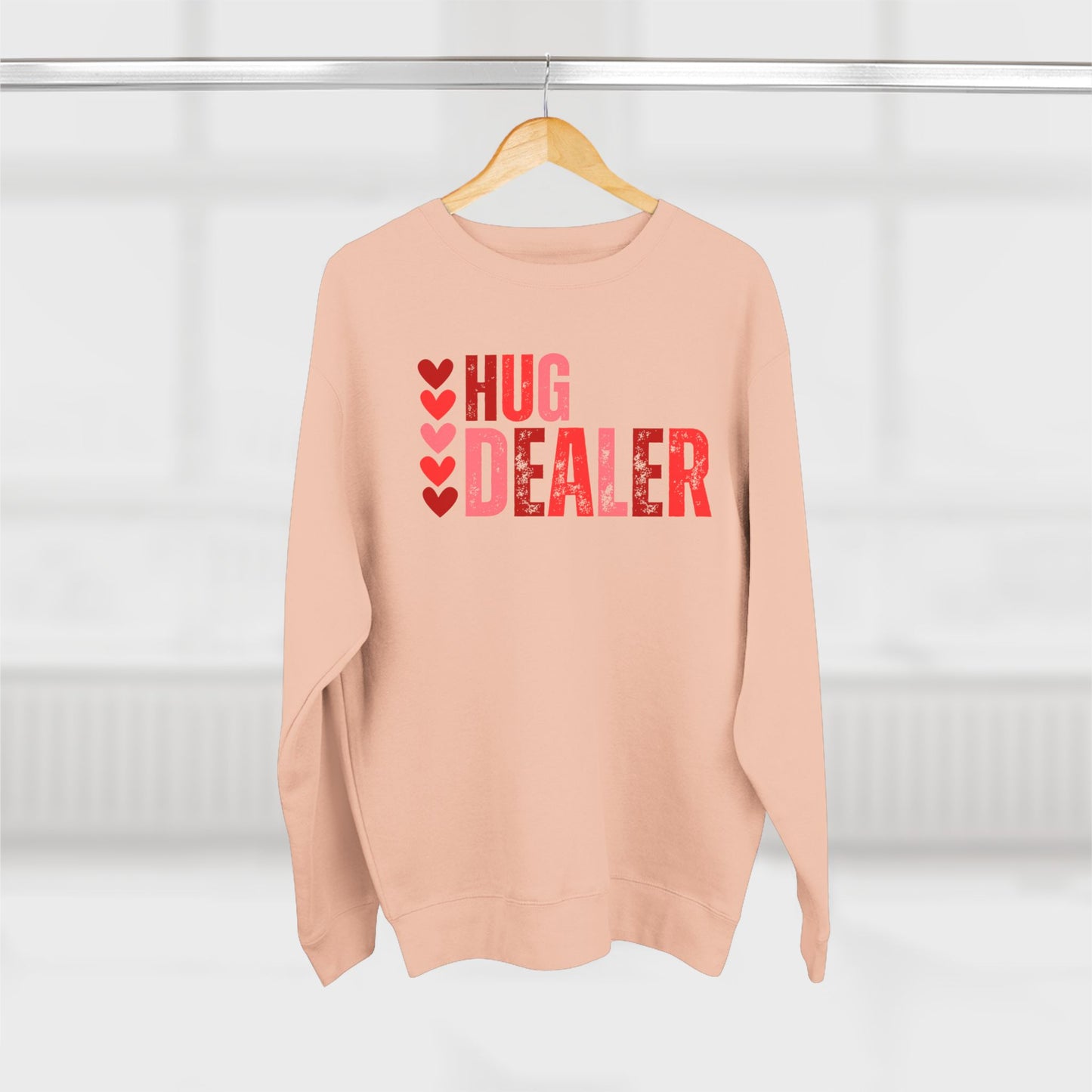 Women's Valentine's Day Graphic Sweatshirt – 'Hug Dealer' Cute and Cozy Pullover – Romantic Gift Idea, Casual Holiday Outfit