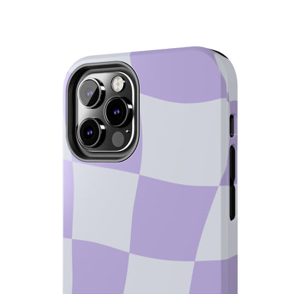 Light Purple Checked Smiley Face Cell Phone Case - Cheerful and Stylish Protective Cover