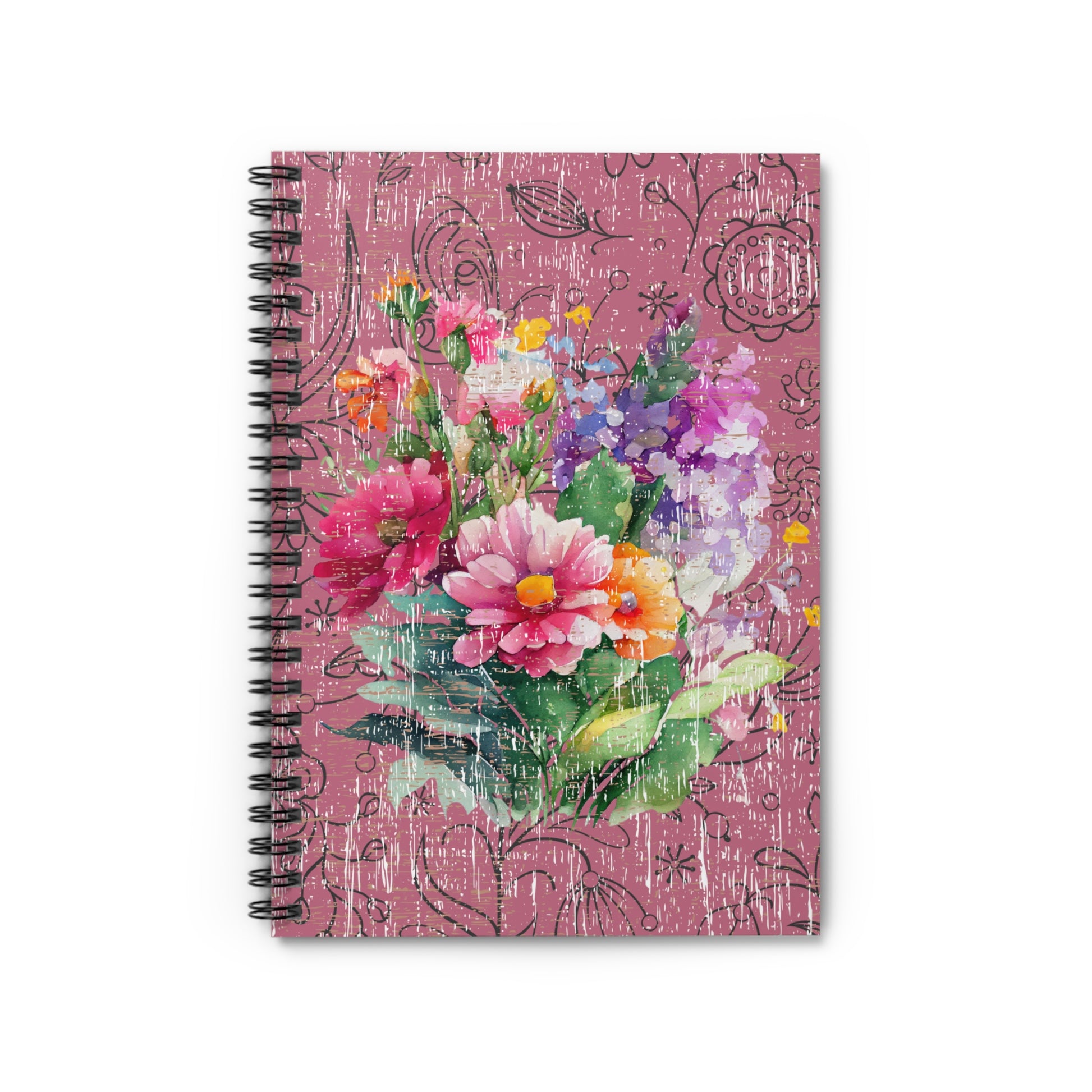 Rose-Colored Vintage Bliss: Floral Spiral Notebook for Elegant Writing and Creative Inspiration - Eddy and Rita