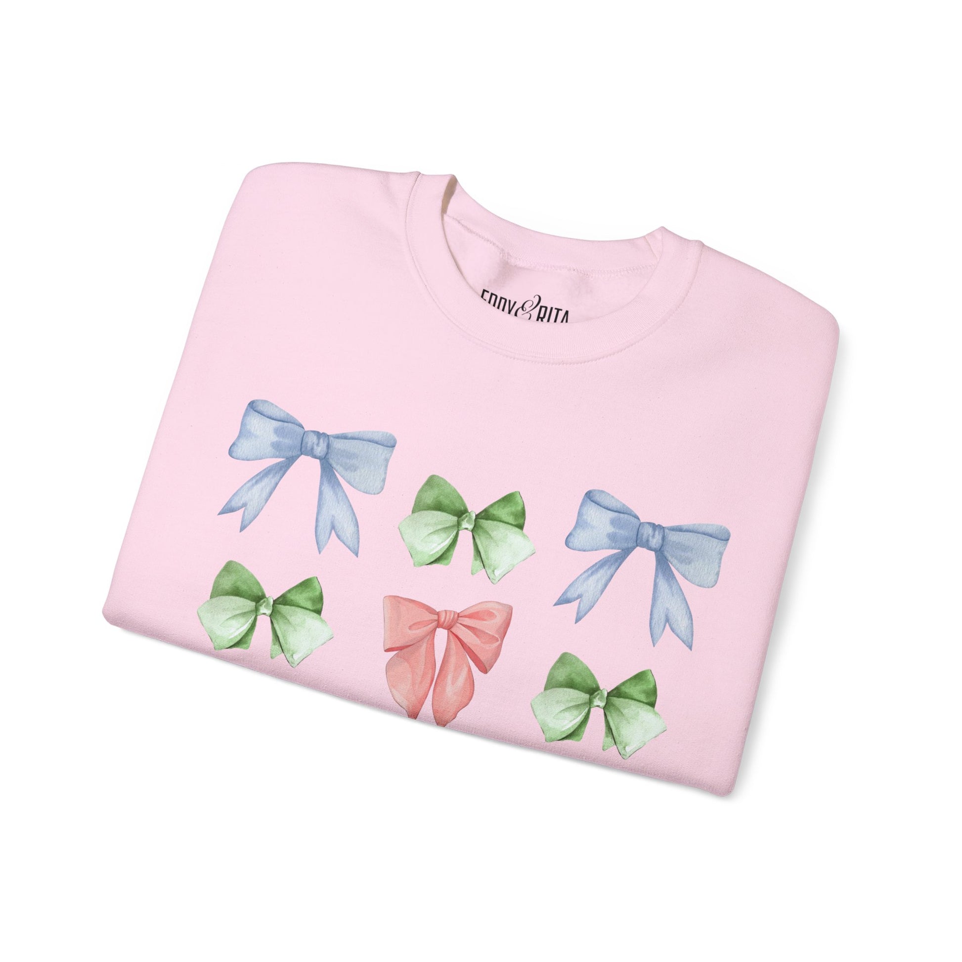 Eddy and Rita Women's Heavy Crewneck Sweatshirt - Pastel Bows Graphic Pullover