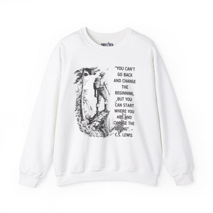 Inspiring C.S. Lewis Quote Women's Sweatshirt: Change Your Ending from Where You Are - Eddy and Rita