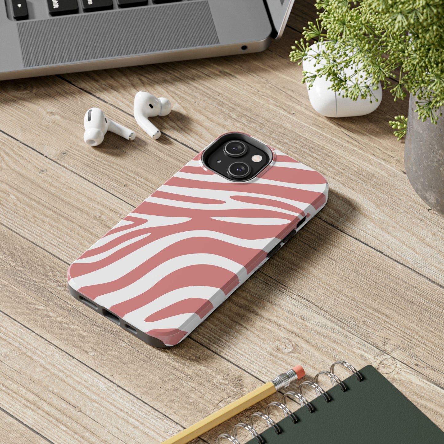 Pink and White Zebra Stripes iPhone Case - Stylish and Protective Cover for Your Device