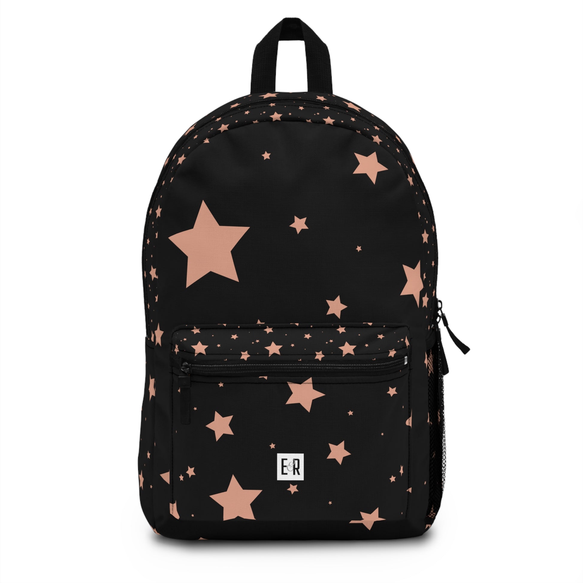 Eddy and Rita Women's Blush Pink Stars on Black Backpack - Premium Designer Bag