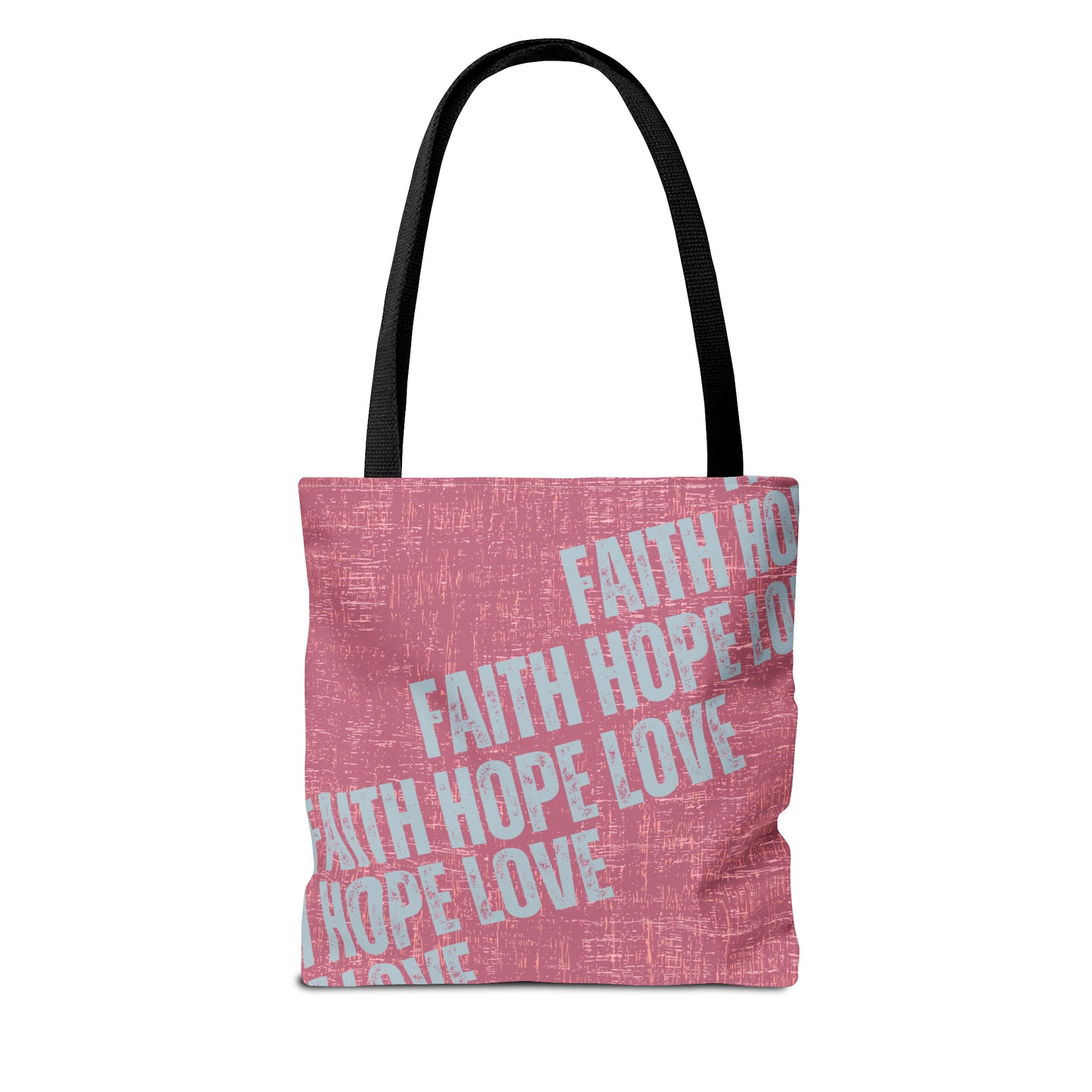 Pink Textured Faith Hope Love: Women's Small Tote Bag with Repeated Motif" - Eddy and Rita