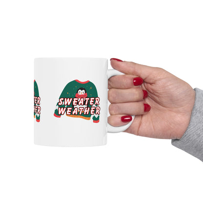 11 oz Ceramic Mug – “Sweater Weather” | Cozy and Festive Fall & Winter Coffee Cup