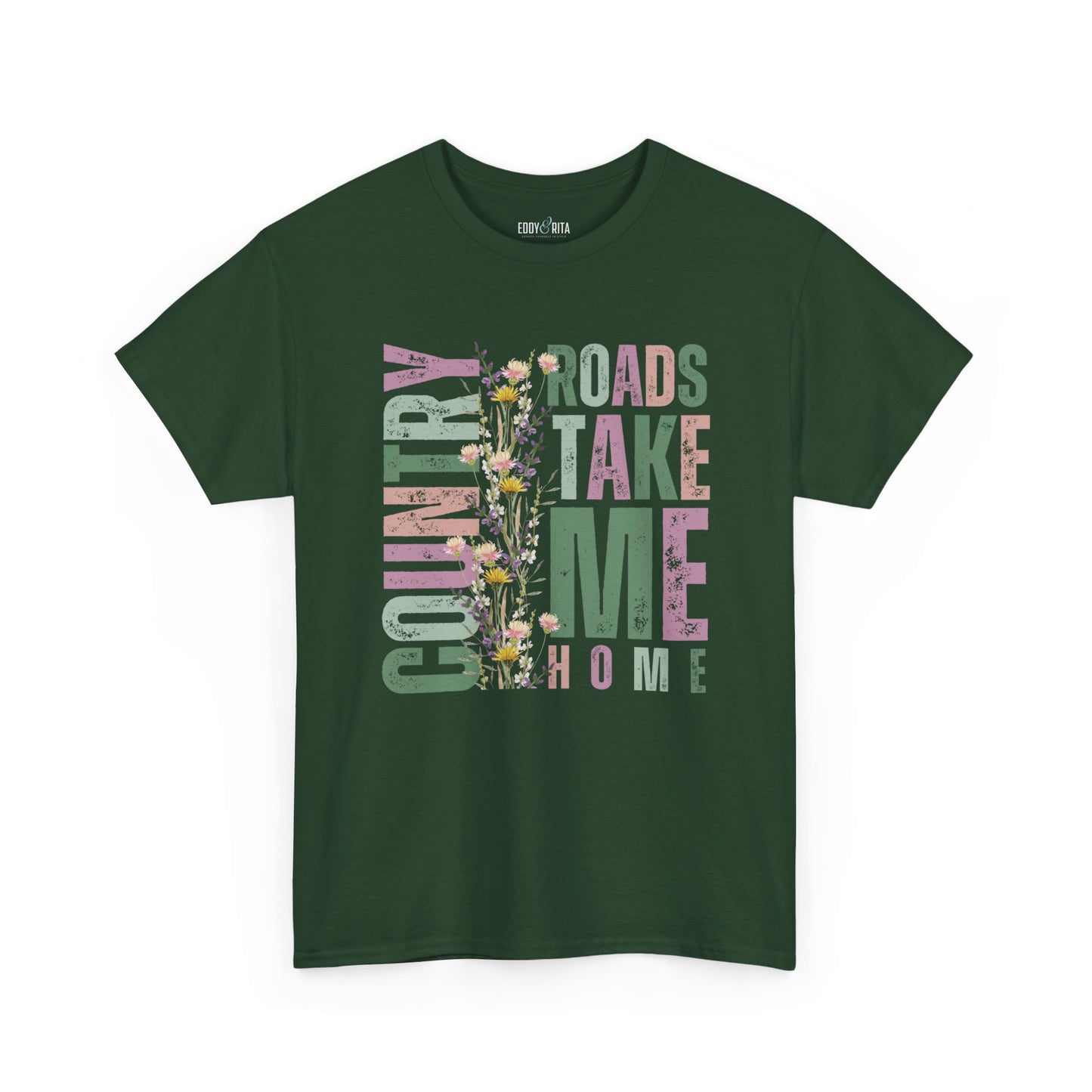 Eddy and Rita Women's Comfort Colors T-Shirt - "Country Roads Take Me Home" Retro Graphic Tee