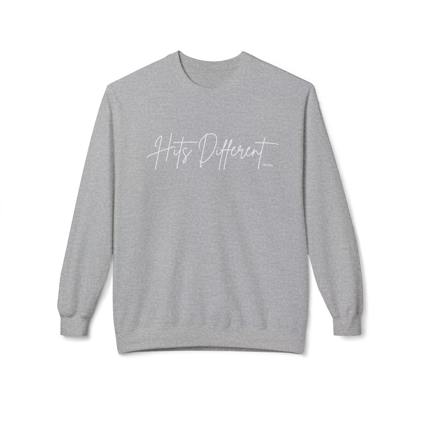 Eddy and Rita Women's Midweight Crewneck Sweatshirt - "Hits Different" Trendy Graphic Pullover