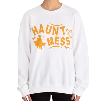 Eddy and Rita Women's Heavy Crewneck Sweatshirt - "Haunt Mess" Halloween Graphic Pullover