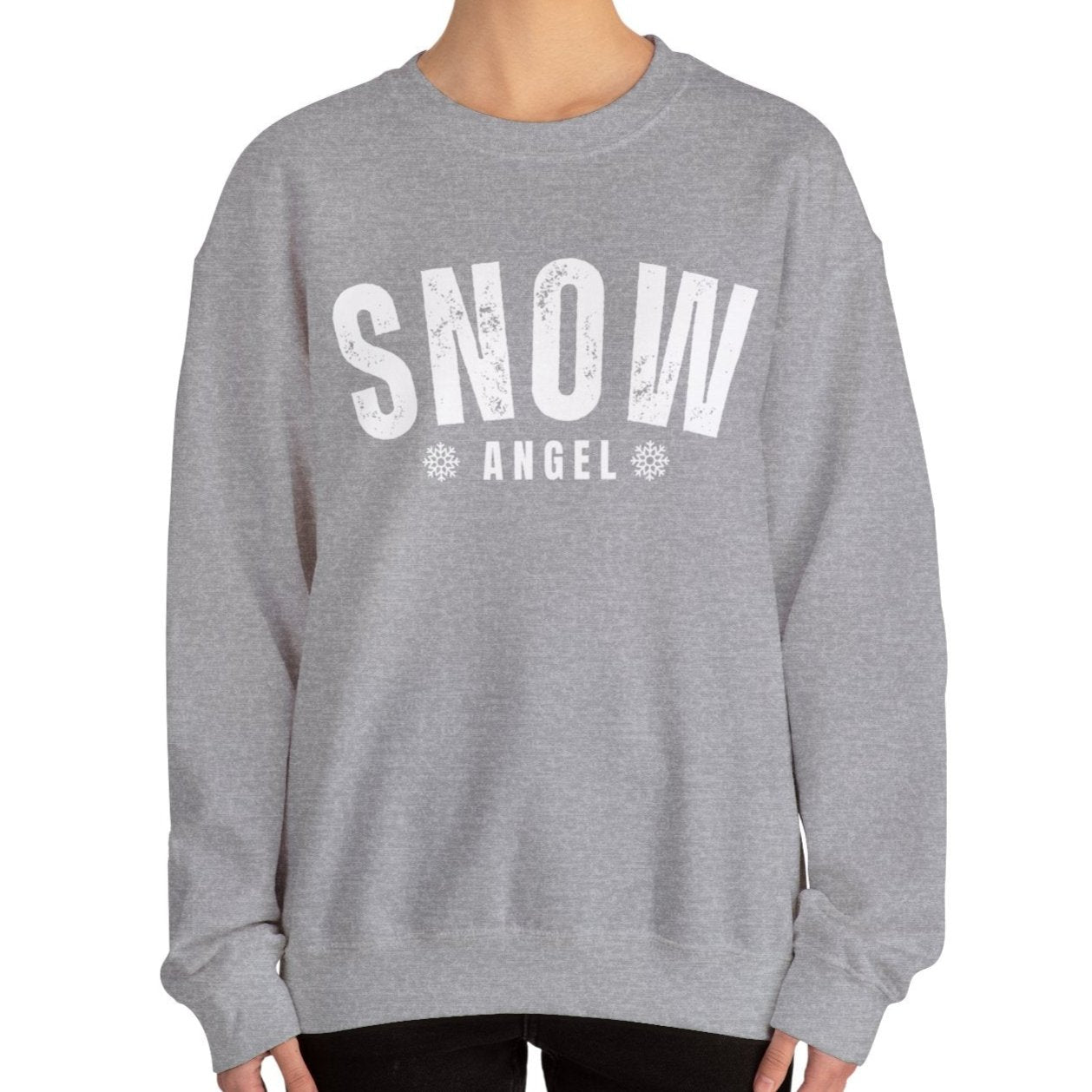 Women's Heavy Sweatshirt – "Snow Angel" Cozy Winter Graphic Sweatshirt