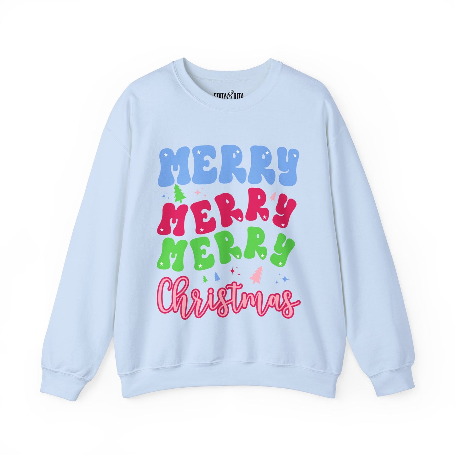 Women's Heavy Sweatshirt – "Merry Merry Merry Christmas" Festive Holiday Graphic Sweatshirt