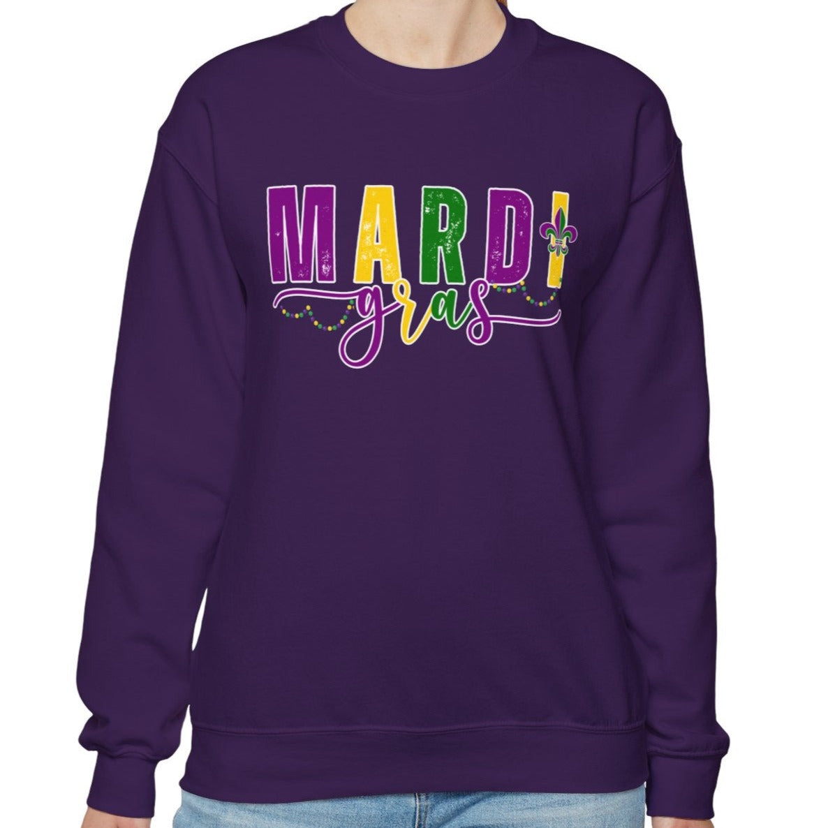 Mardi Gras Magic Women's Sweatshirt: Cozy Carnival Chic for Festive Comfort - Eddy and Rita