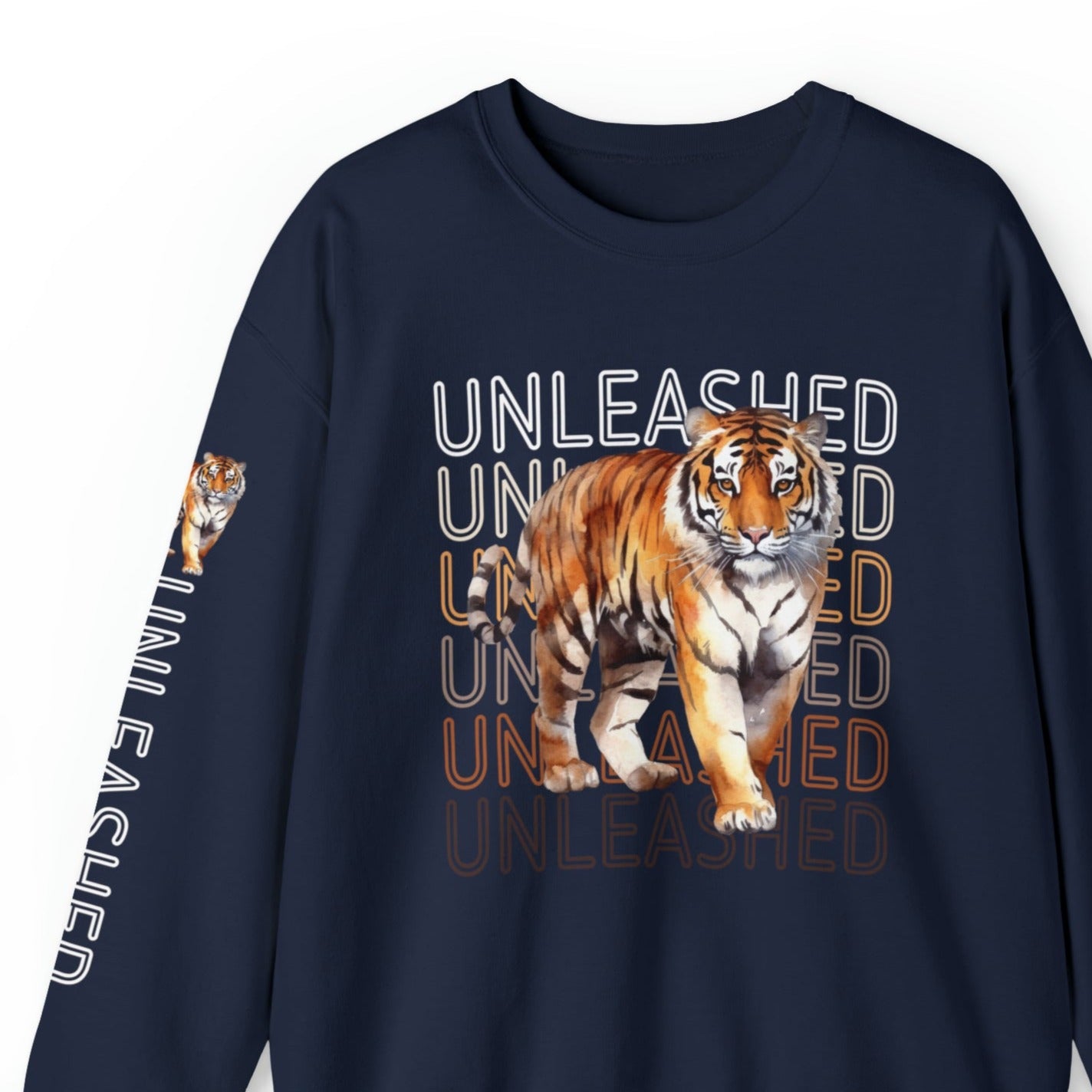 Tiger Unleashed: Women's Sweatshirt with Striking Arm Detail - Eddy and Rita