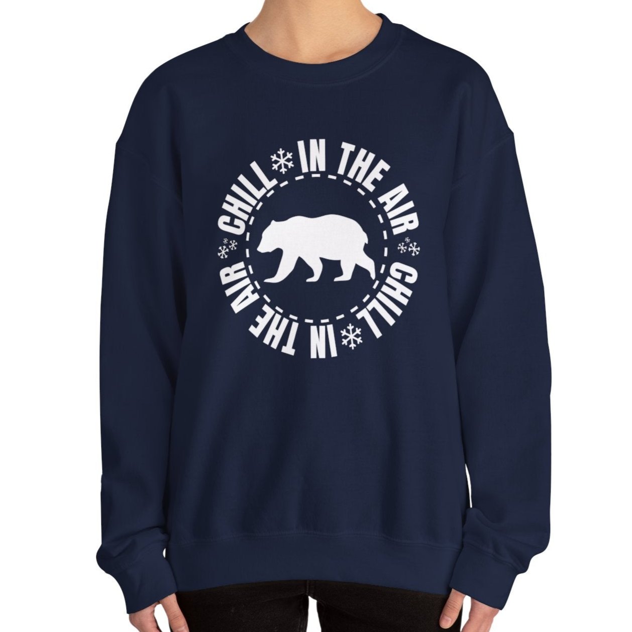 Women's Heavy Sweatshirt – "Chill In The Air Bear" Cozy Winter Graphic Sweatshirt