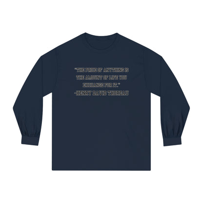 Men's Long Sleeve Tee Inspirational Wisdom by Henry David Thoreau - Eddy and Rita