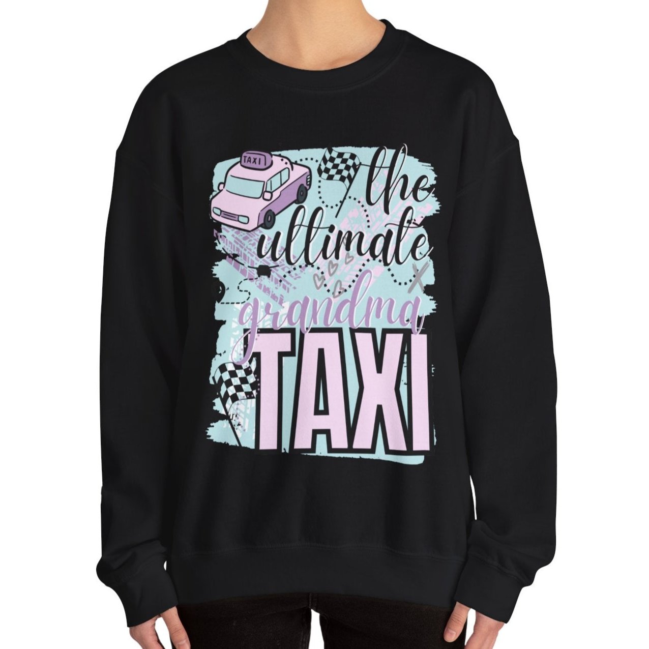 Women's Heavy Sweatshirt – "The Ultimate Grandma Taxi" Fun and Cozy Family Graphic Sweatshirt