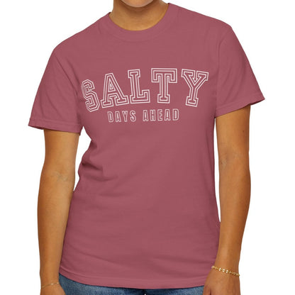 Eddy and Rita Women's Comfort Colors T-Shirt - "Salty Days Ahead" Beach Graphic Tee