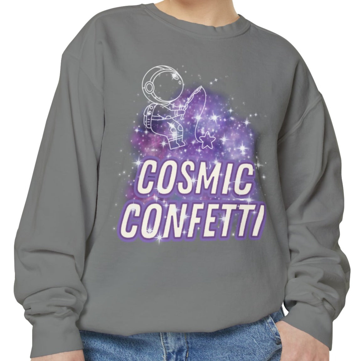 Cosmic Confetti Women's Comfort Colors Sweatshirt - Cozy and Unique - Eddy and Rita