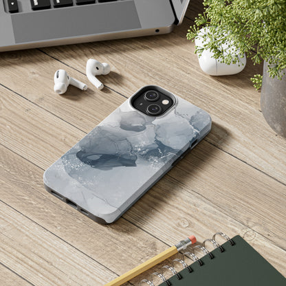 Gray and White Marble Pattern Cell Phone Case - Elegant and Sleek Device Cover