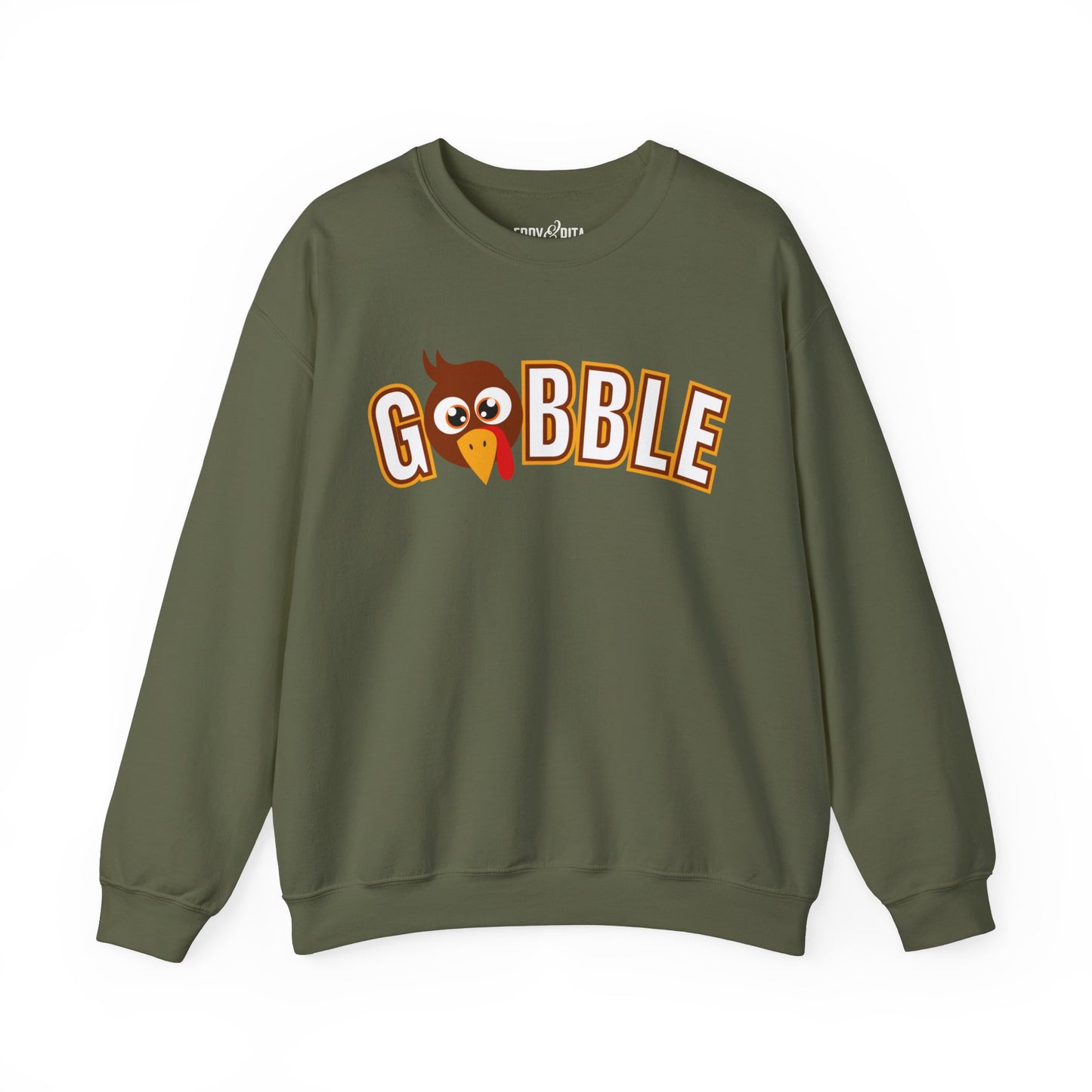 Women's Heavy Sweatshirt – "Gobble, Gobble, Gobble" Fun Thanksgiving Graphic Sweatshirt