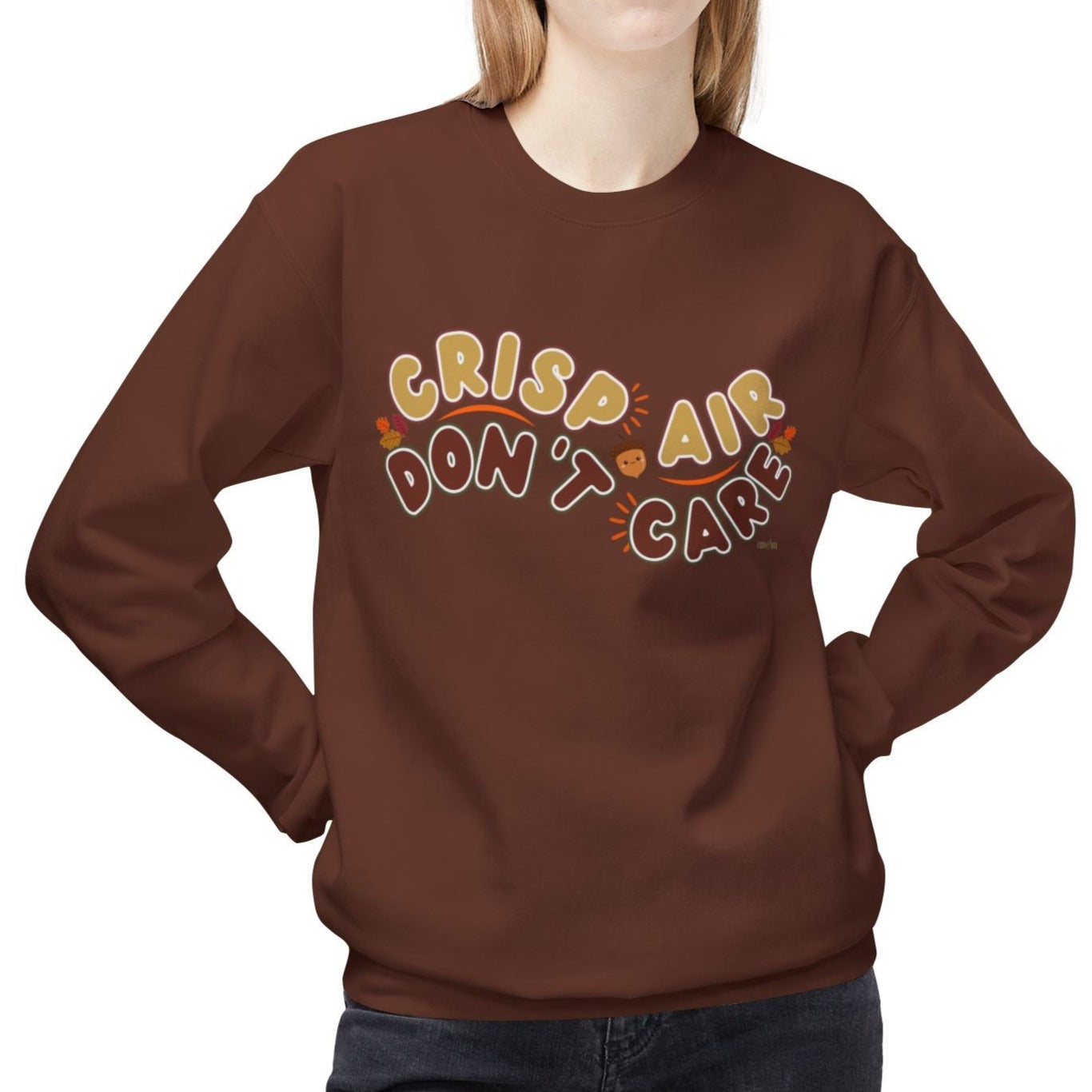 Eddy and Rita Women's Midweight Sweatshirt - "Crisp Air, Don't Care" Fall Graphic Pullover